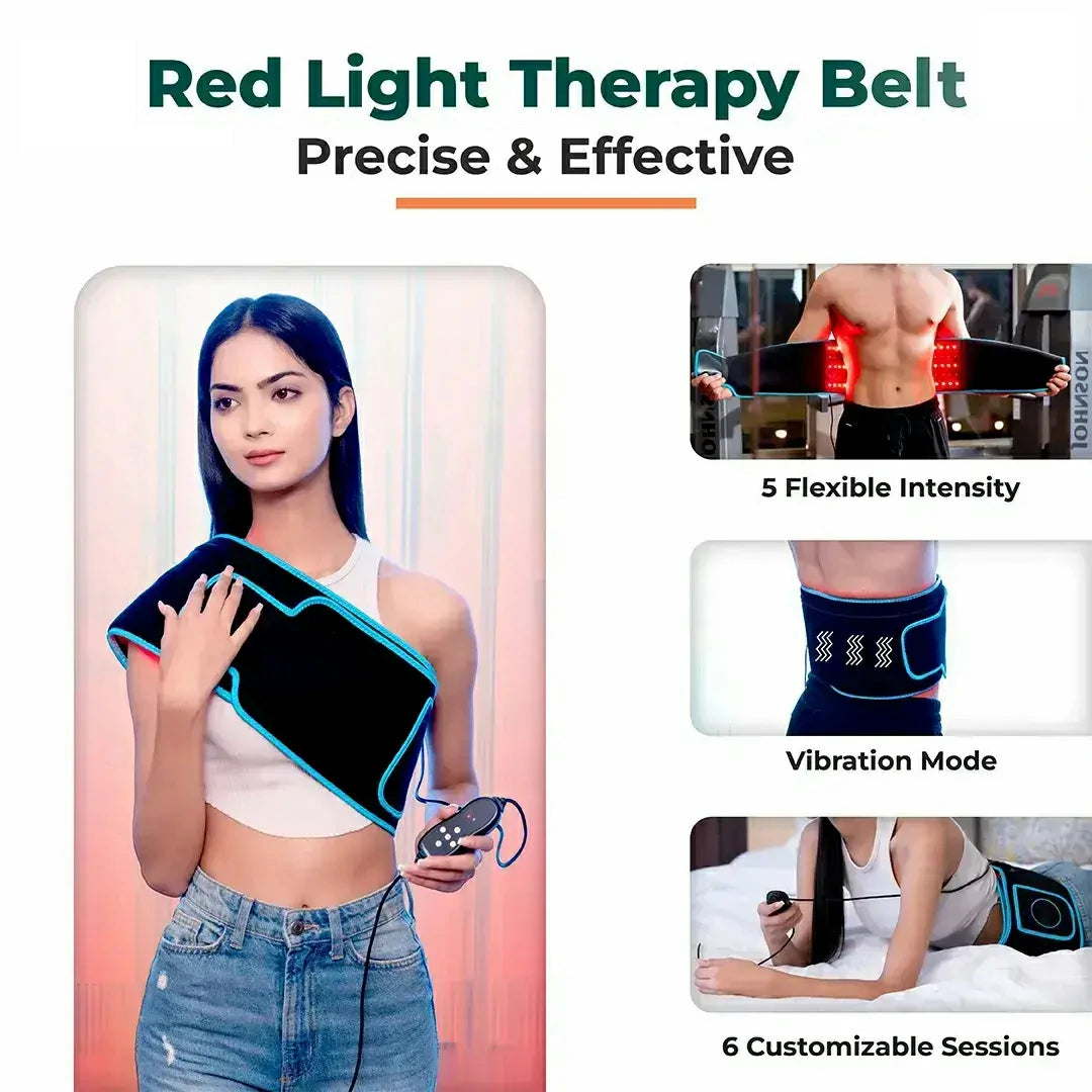 SOLOREDLIGHT™ Red Light Therapy Belt for Pain Relief – Wearable Infrared LED Belt for Back, Joint & Muscle Recovery