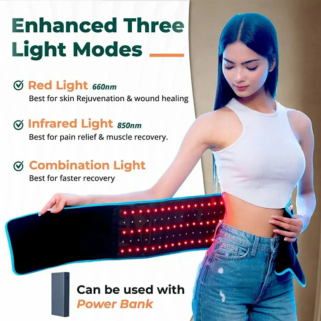 SOLOREDLIGHT™ Red Light Therapy Belt for Pain Relief – Wearable Infrared LED Belt for Back, Joint & Muscle Recovery
