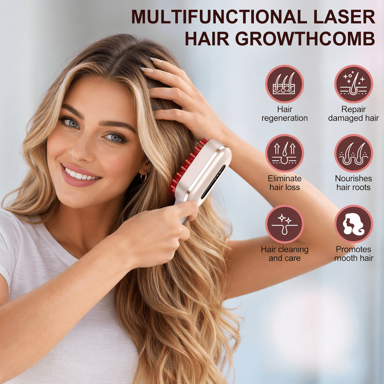 Laser Therapy Hair Growth Comb with RF, EMS & Ultrasonic Vibration