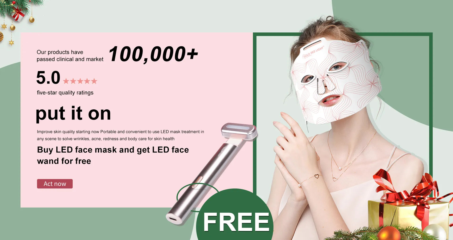 SOLOREDLIGHT LED face mask red light  therapy  you younger