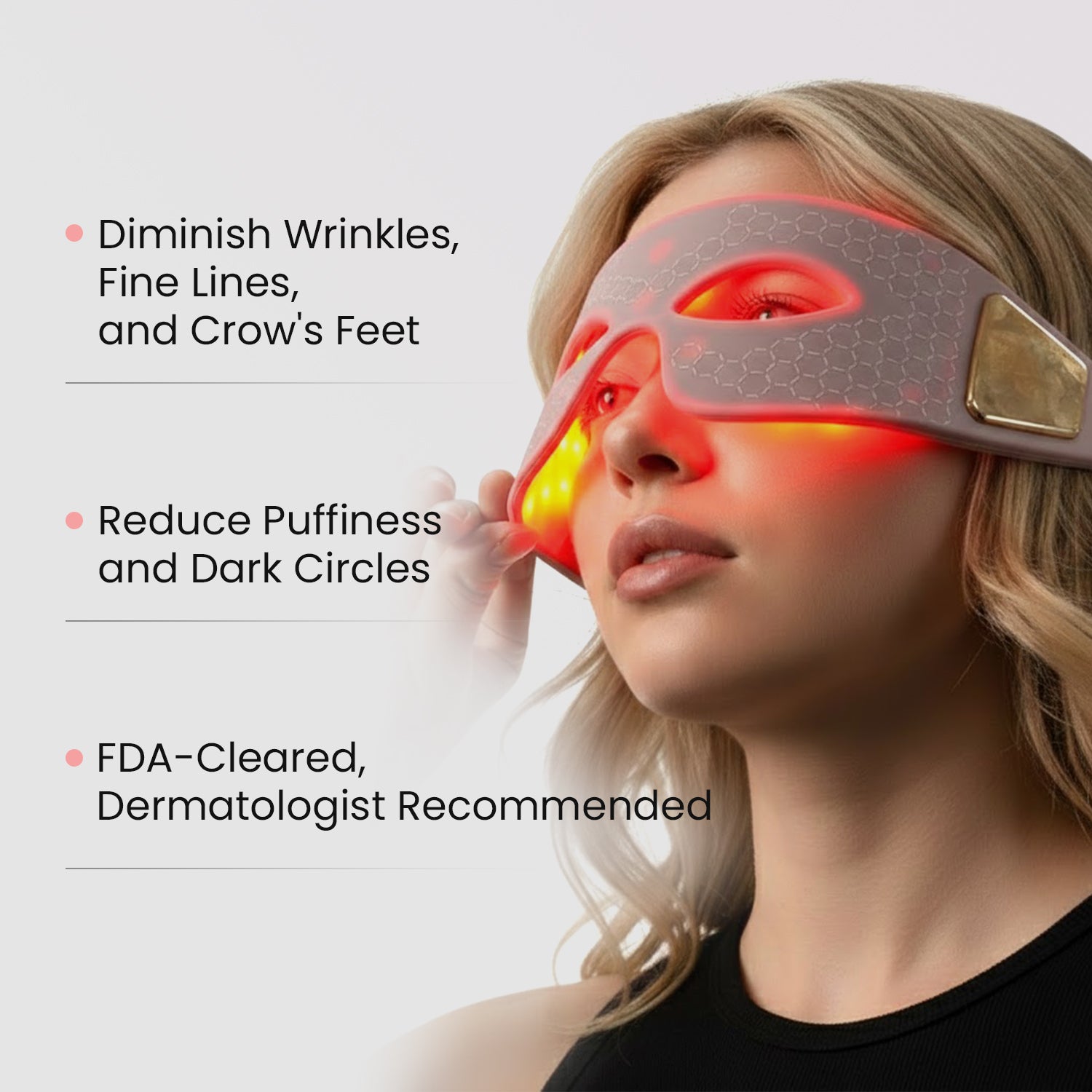 Rejuvenecedor de ojos LED SOLOREDLIGHT™ | Antienvejecimiento, reducción de líneas finas y arrugas, mejora del estado de ánimo y del sueño