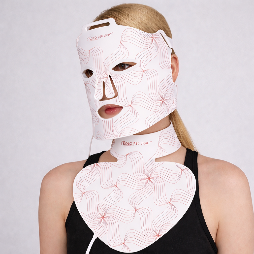 Máscara de terapia de luz LED y máscara para el cuello SOLOREDLIGHT™