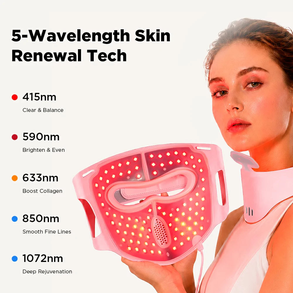 4D Laser & LED Face Mask with Neck Piece for Wrinkles
