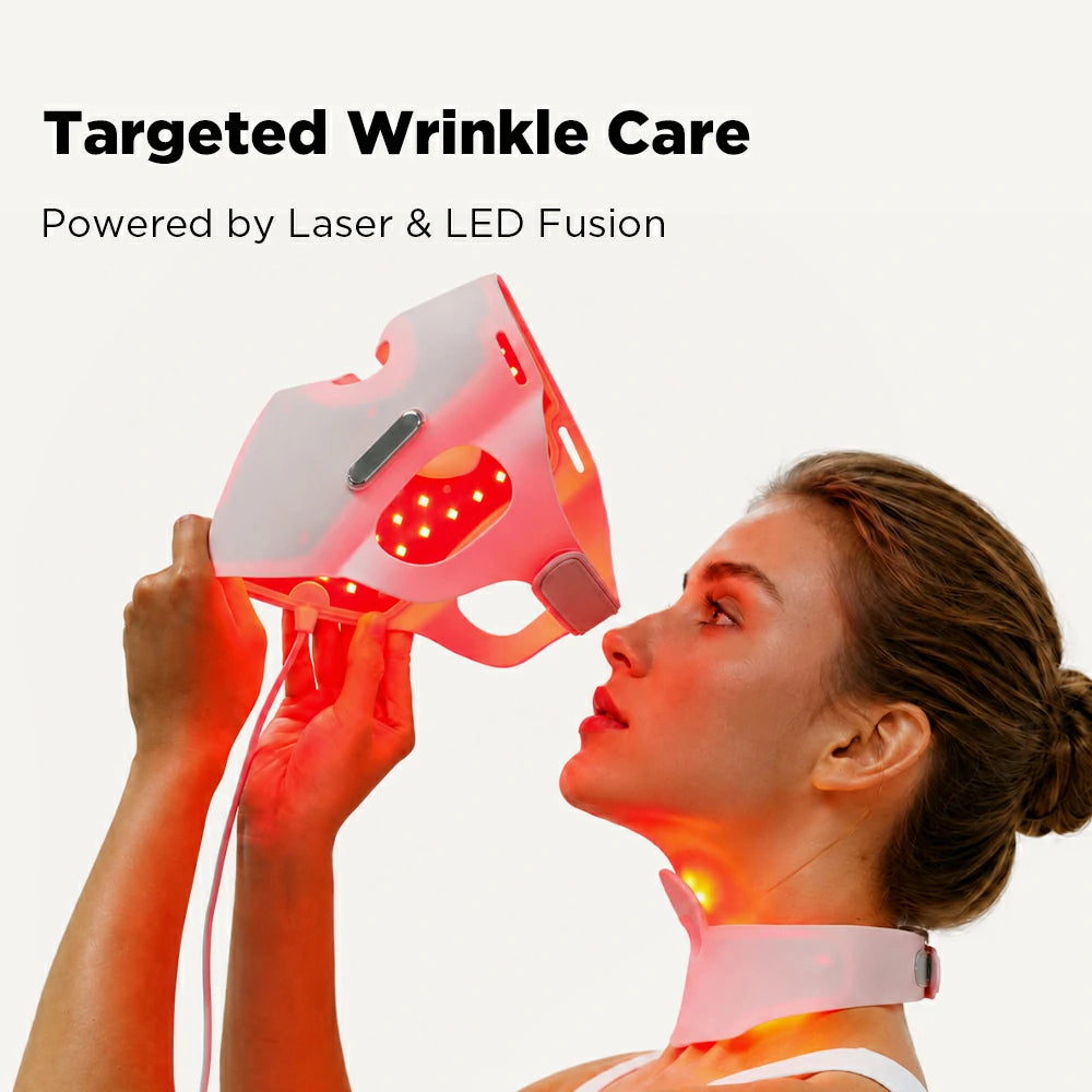 4D Laser & LED Face Mask with Neck Piece for Wrinkles