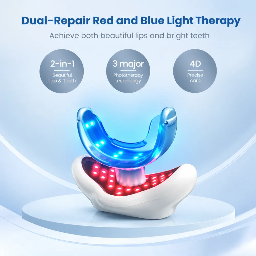 2‑in‑1 LED Light Therapy Beauty Device for Lip Care & Teeth Whitening