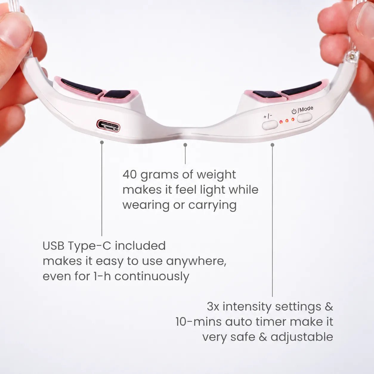 EMS Microcurrent & Red Light Therapy Eye Glasses, FDA Cleared 630nm LED Eye Massager for Dark Circles and Anti-Aging – SOLOREDLIGHT