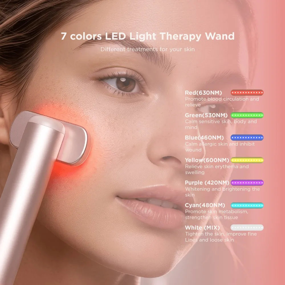7-Color LED Facial Wand with EMS Microcurrent | Anti-Aging Skincare Device
